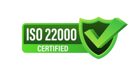 iso 22000 certified badge, icon. certification stamp. flat design .