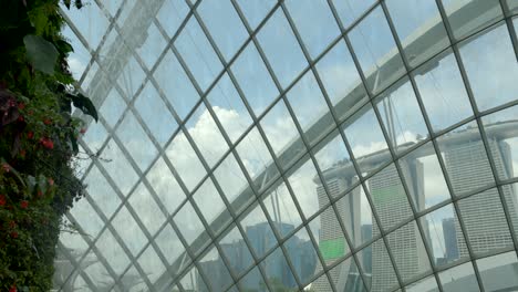 Marina-by-the-Bay-Singapore-view-from-Cloud-forest-waterfall-window-Singapore-panning-shot