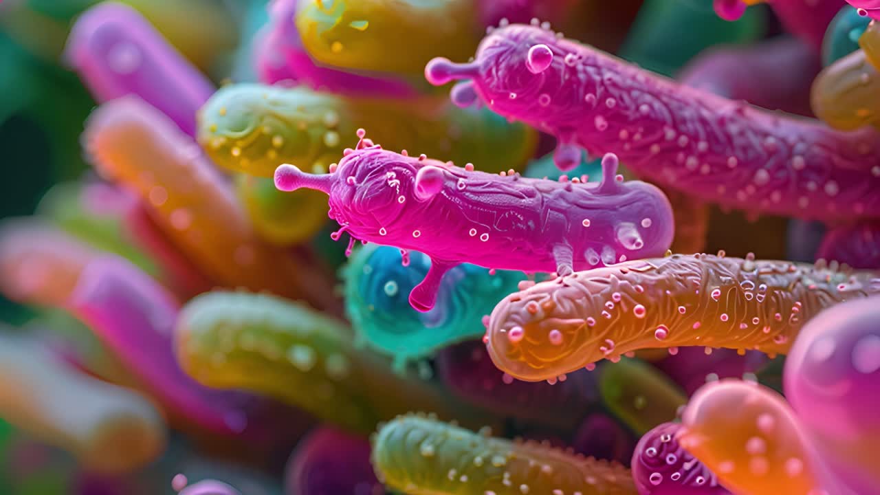 Vibrant Microscopic Bacteria or Microorganisms