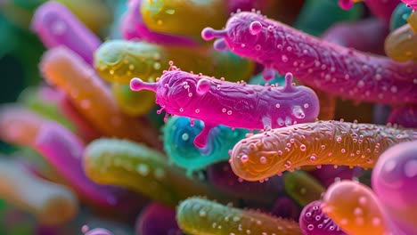 vibrant microscopic bacteria or microorganisms