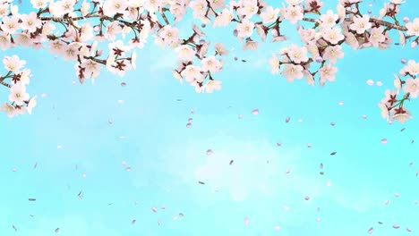 animación de ramas de cerezos en plena flor balanceándose en el viento, ráfagas