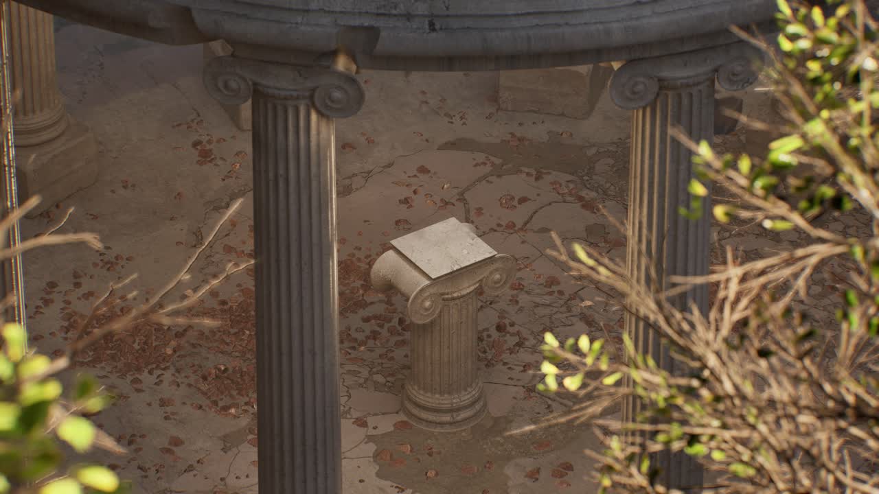 Ancient roman temple ruins with ionic columns