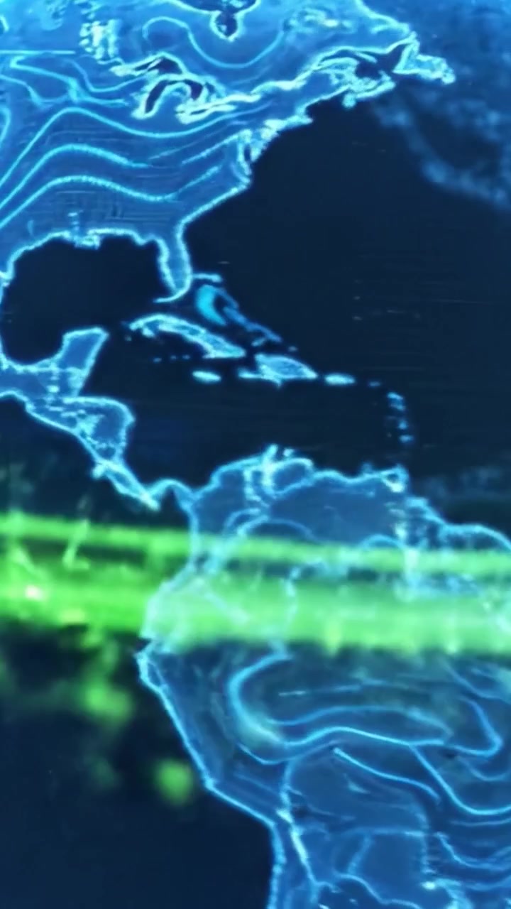 Visualisasi Dinamis Afrika dan Interaksi Data yang Diterangi oleh Pola Sibernetik, Menggabungkan Geografi dan Teknologi dalam Tampilan Futuristik