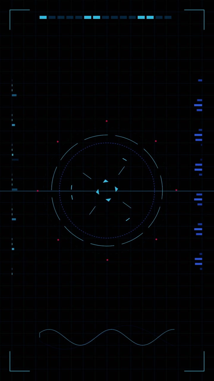 Futuristic Digital HUD Interface with Rotating Circular Target