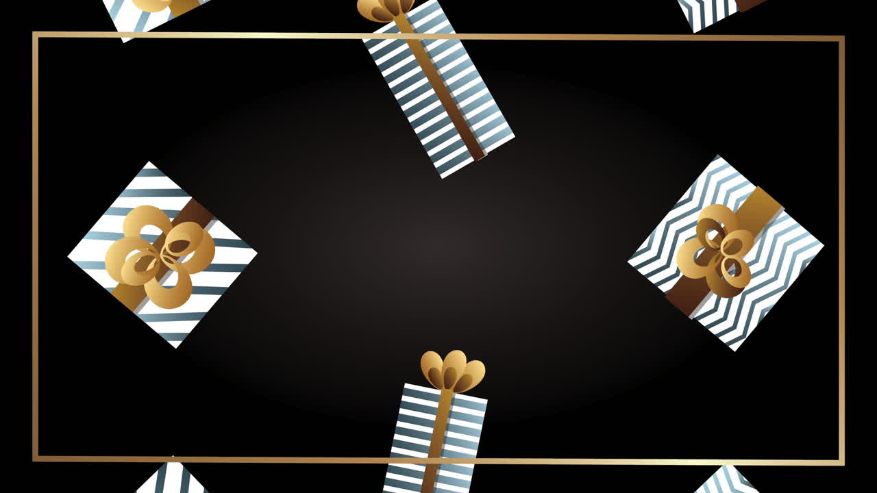 선물과 함께 메리 크리스마스 골든 카드