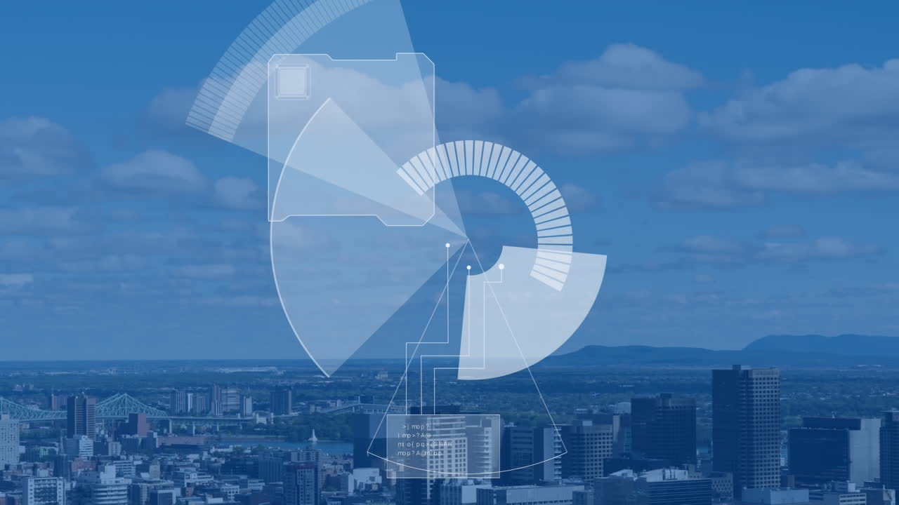 풍경에 대한 범위 스캐닝과 데이터 처리의 애니메이션