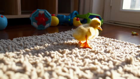 cute baby duckling on a carpet