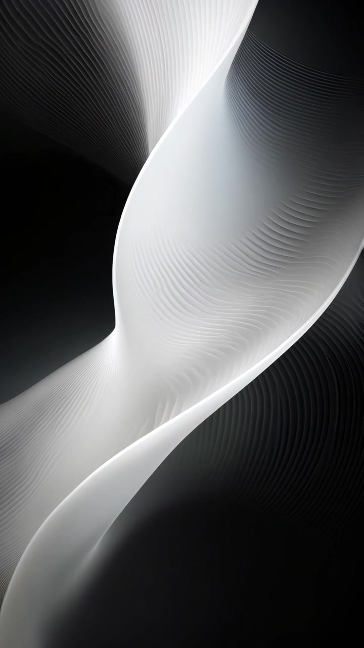 Eleganti linee bianche astratte che scorrono su sfondo nero