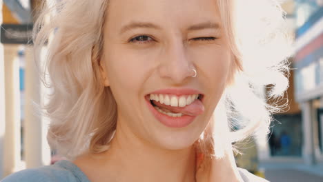 woman smiling outdoors