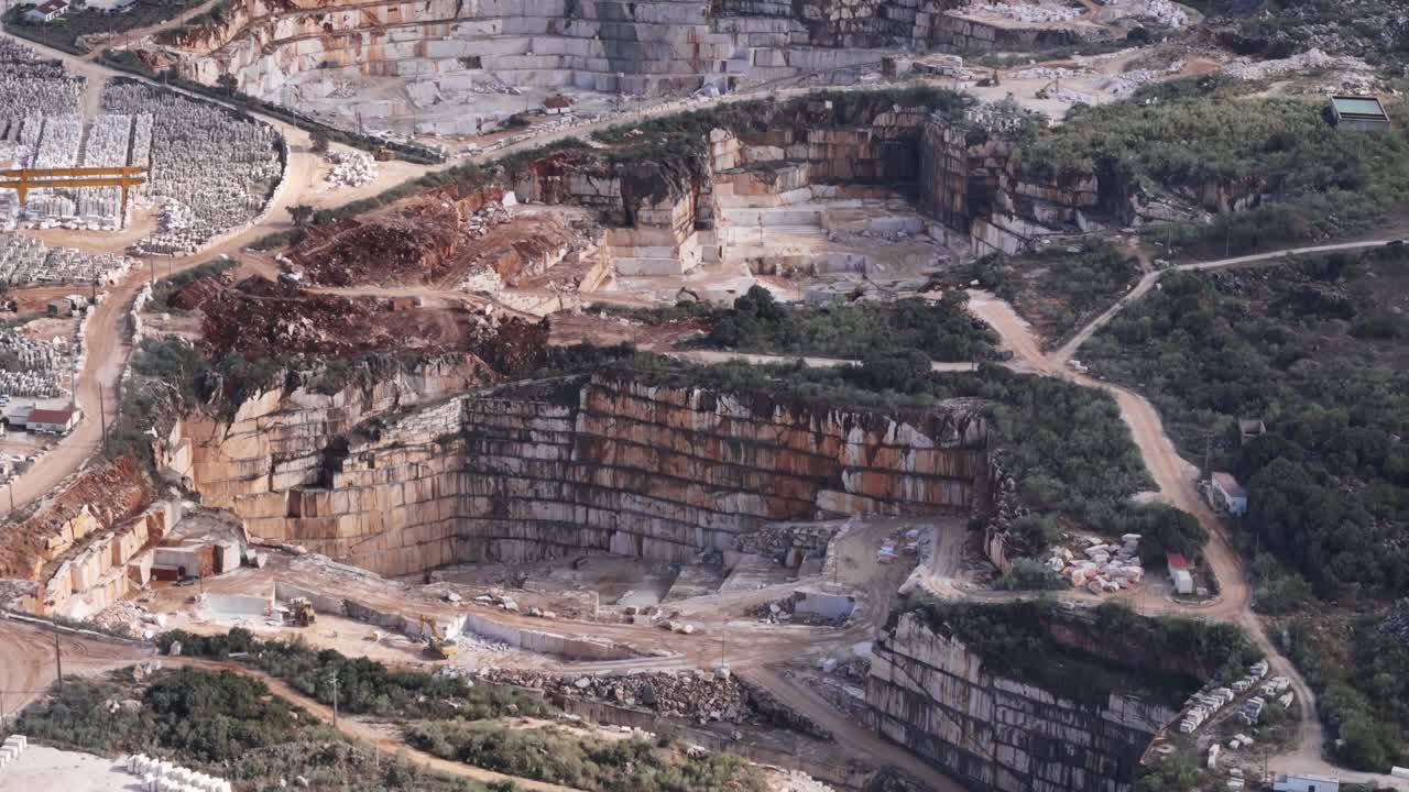 Mining quarry aerial view of the transformation