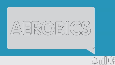 aerobics text on notification bubble from portable information device screen.