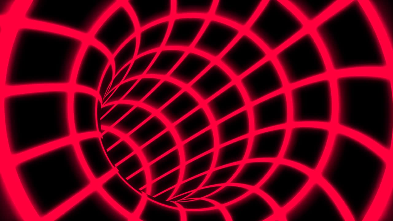 vuela a través de la cuadrícula de túnel de neón retro arco iris brillante luz de colores brillantes - 4k animación de fondo de movimiento de bucle sin costuras