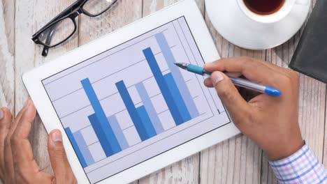 analyzing data on a tablet