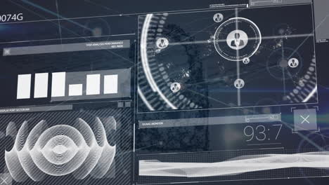 animación de la pantalla con escaneo de alcance con procesamiento de datos