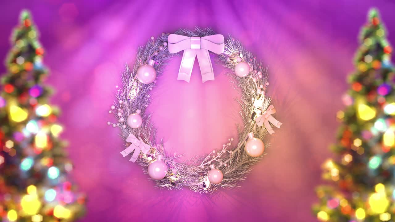 멋진 새해 서클레트와 소나무 보케 배경