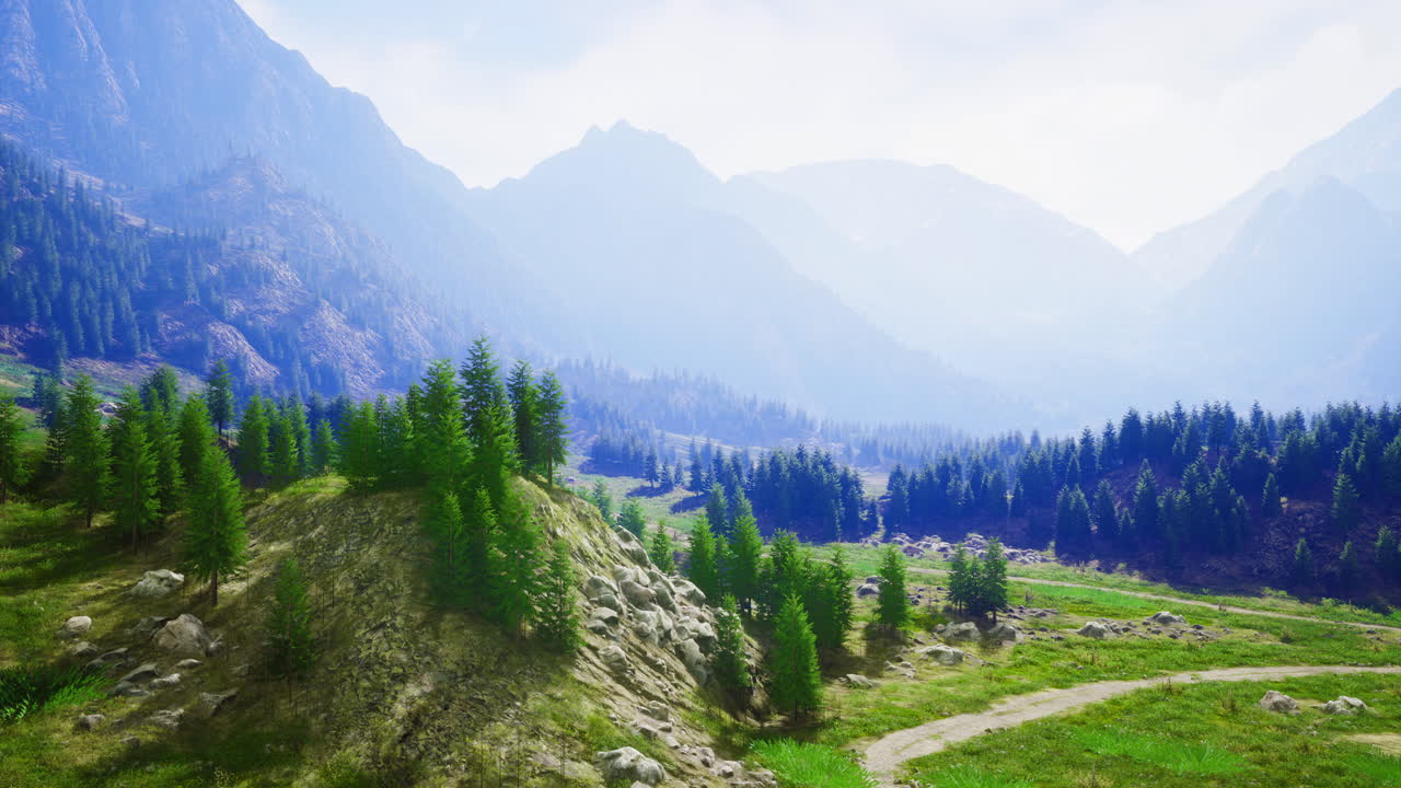 Scenic view of lush green valley with mountains in background during day