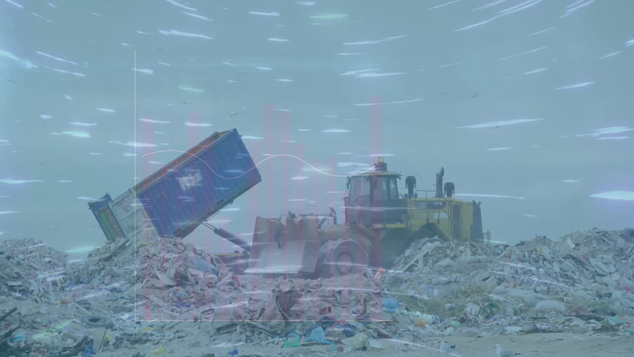 анимация световых следов над мусорной свалкой