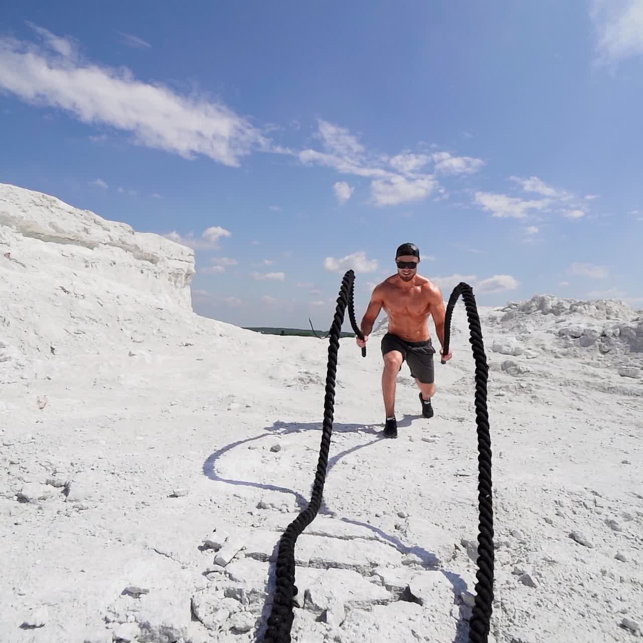 Athlete doing cross fitness workout outdoor