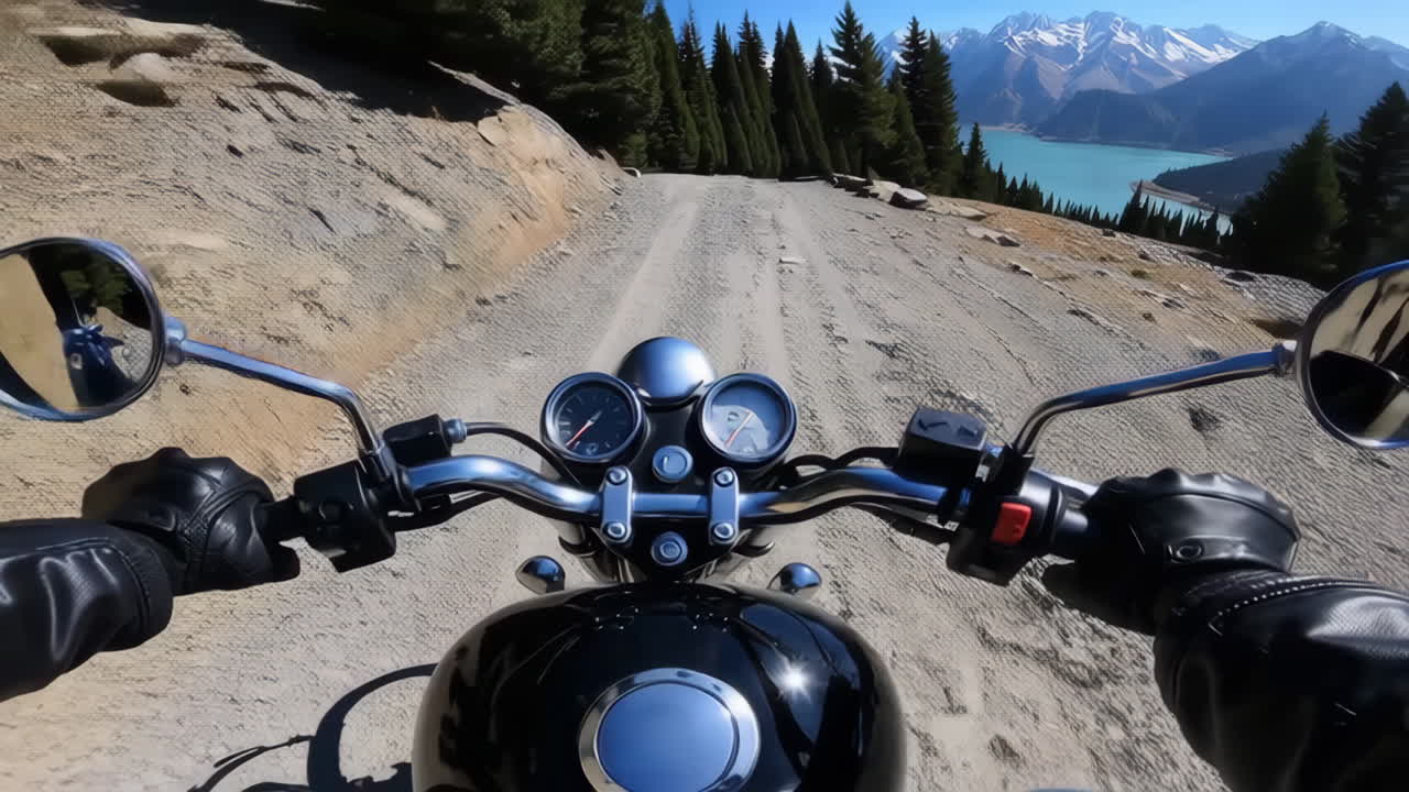 Motorcycle Adventure on a Scenic Mountain Road