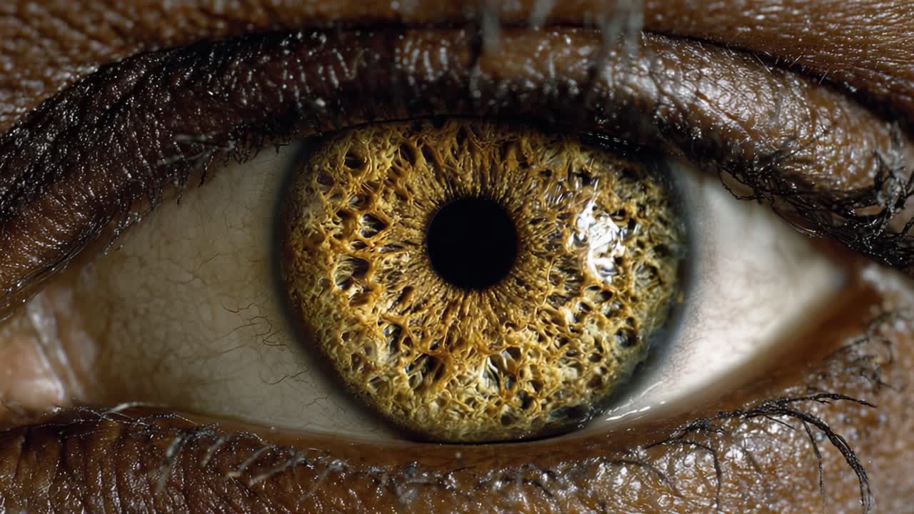 Close-Up of an Intricate Eye with Unique Patterns and Striking Colors, Showcasing Nature's Design in Detail
