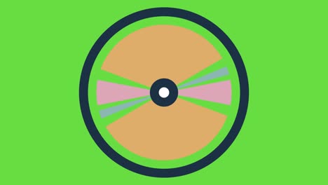 video de 4k de disco de dibujos animados en fondo blanco y verde.