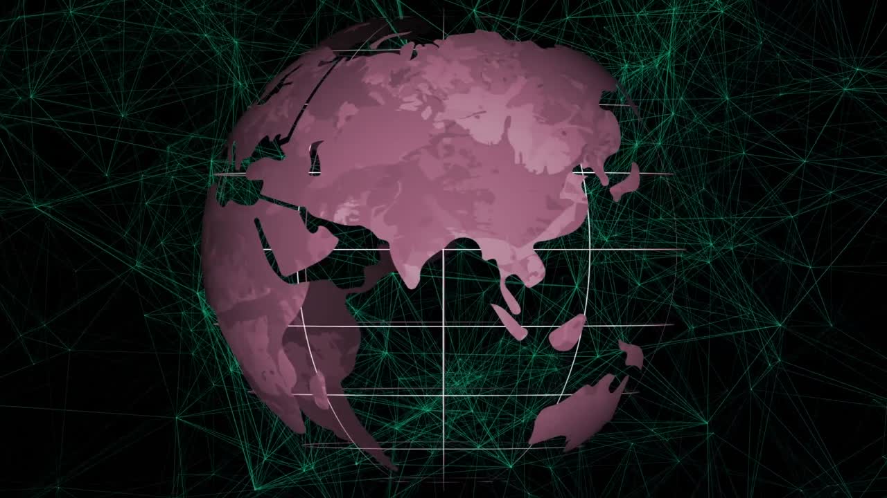 animación de la red de conexiones con el globo sobre fondo negro