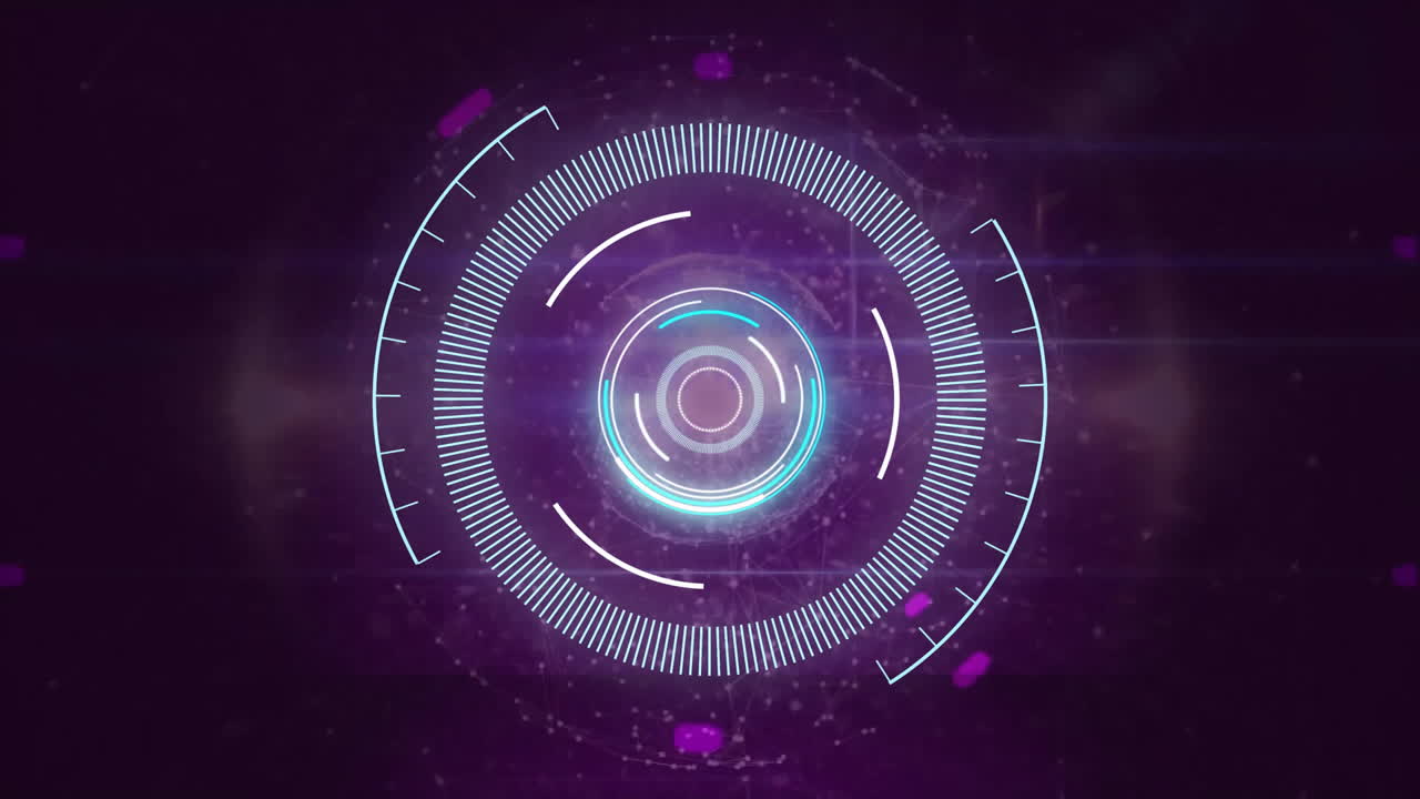 animación de un escáner circular sobre el procesamiento de datos de la red en fondo negro