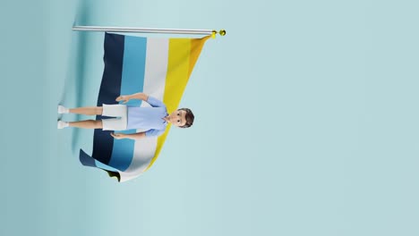 Vertical-video-of-AroAce-pride-flag-against-blue-background