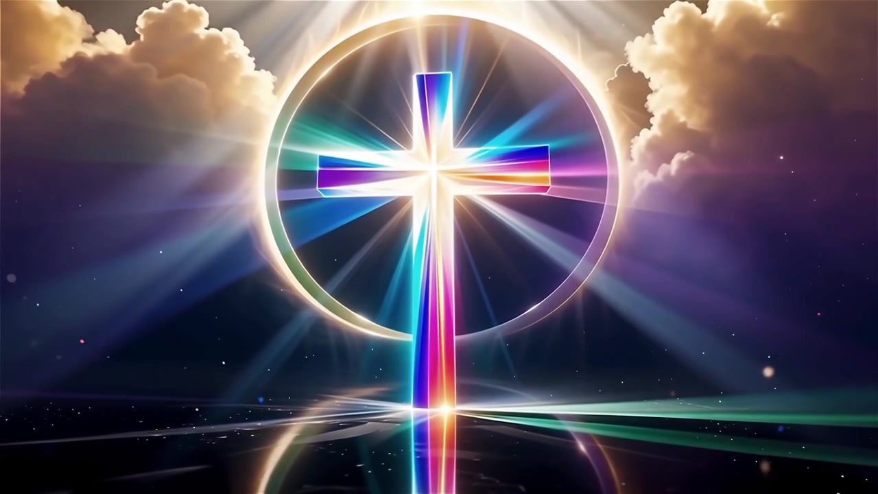 Christian Cross Heavenly Light Worship Background