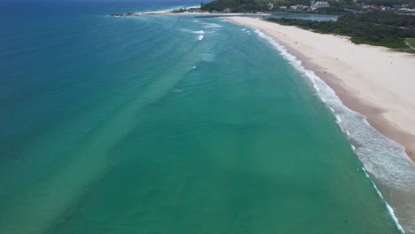 kite surfer in palm beach with currumbin in background - southern gold coast - queensland qld - australia - drone shot