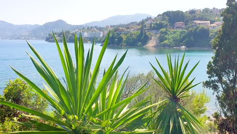 fotografía de una hermosa isla colorida para vacaciones de verano y viajes en pontikonisi corfu, kerkyra, grecia