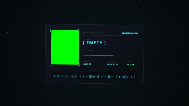 Interfaccia del sistema di identificazione digitale con segnaposto a schermo verde