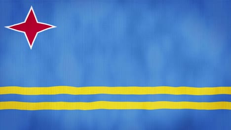 bucle, textura de tela de aspecto real y bandera ondulada de aruba, animación en 3d y 4k.