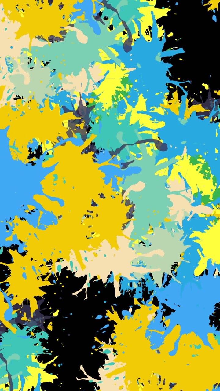 Animazione di schizzi di vernice multicolori su sfondo nero