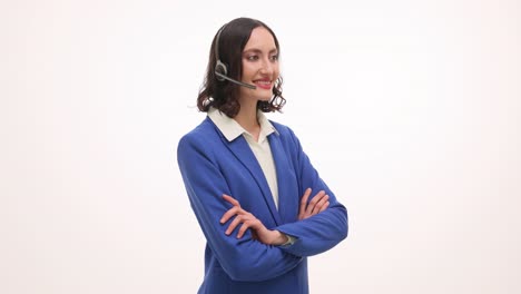 professional woman with headset smiling