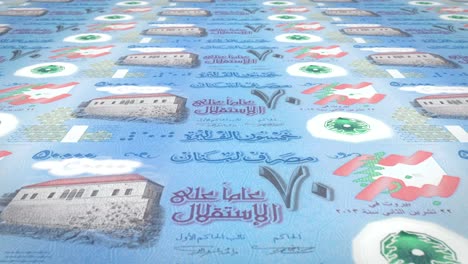 banknotes of fifty thousand lebanese pounds of lebanon rolling, cash money, loop
