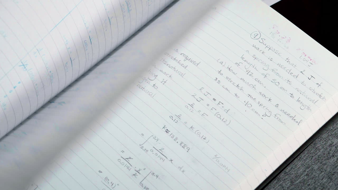 B-roll shots of math-calculus notes. Meant for atmosphere and extra scenery.