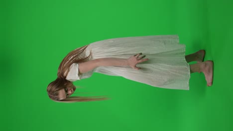 Fullsize Vertical Green Screen Chroma Key Video of a Posessed Female Woman Figure Ghost Poltergeist