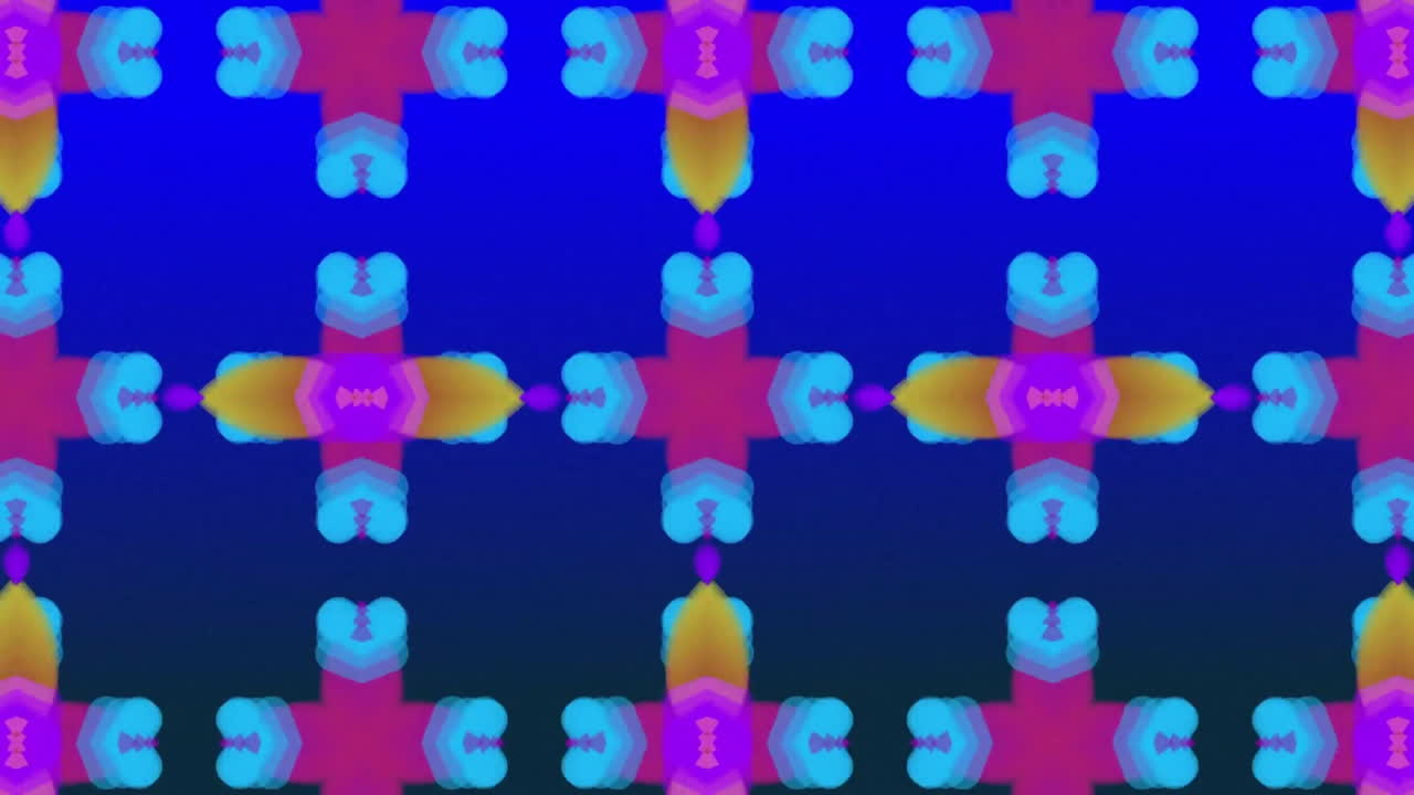 animación de un patrón caleidoscópico que se mueve sobre un fondo azul