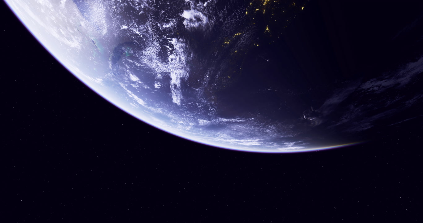 View of earth from space captured at night with visible lights