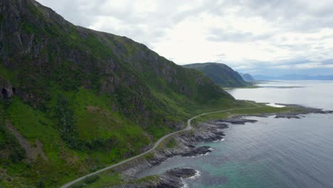 flying backwards along the scenic route on andoya during summer