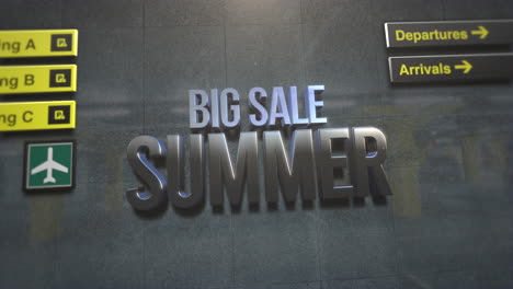 gran venta de verano en la pared del aeropuerto