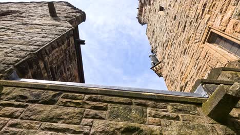 view of monument's stone walls and sky