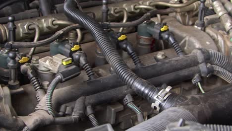 old car engine part parts and connections