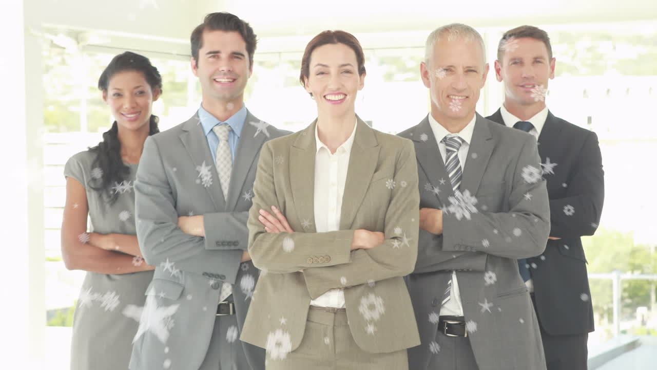 도시 풍경 위에서 사업가의 악수 애니메이션