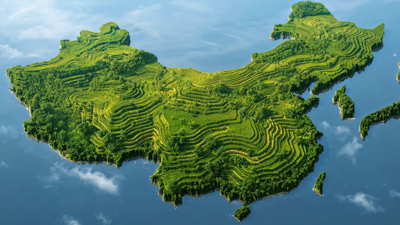 Aerial view of China's terraced fields