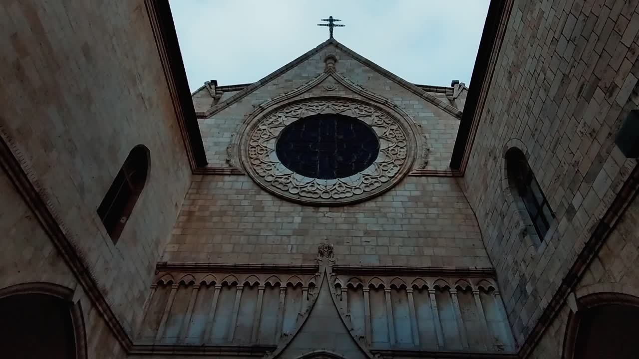 Gothic Arched Doorway of an Ancient Stone Church in Jerusalem