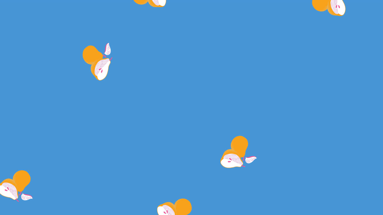 Animation of pears moving on blue background | Premium Stock Video Footage
