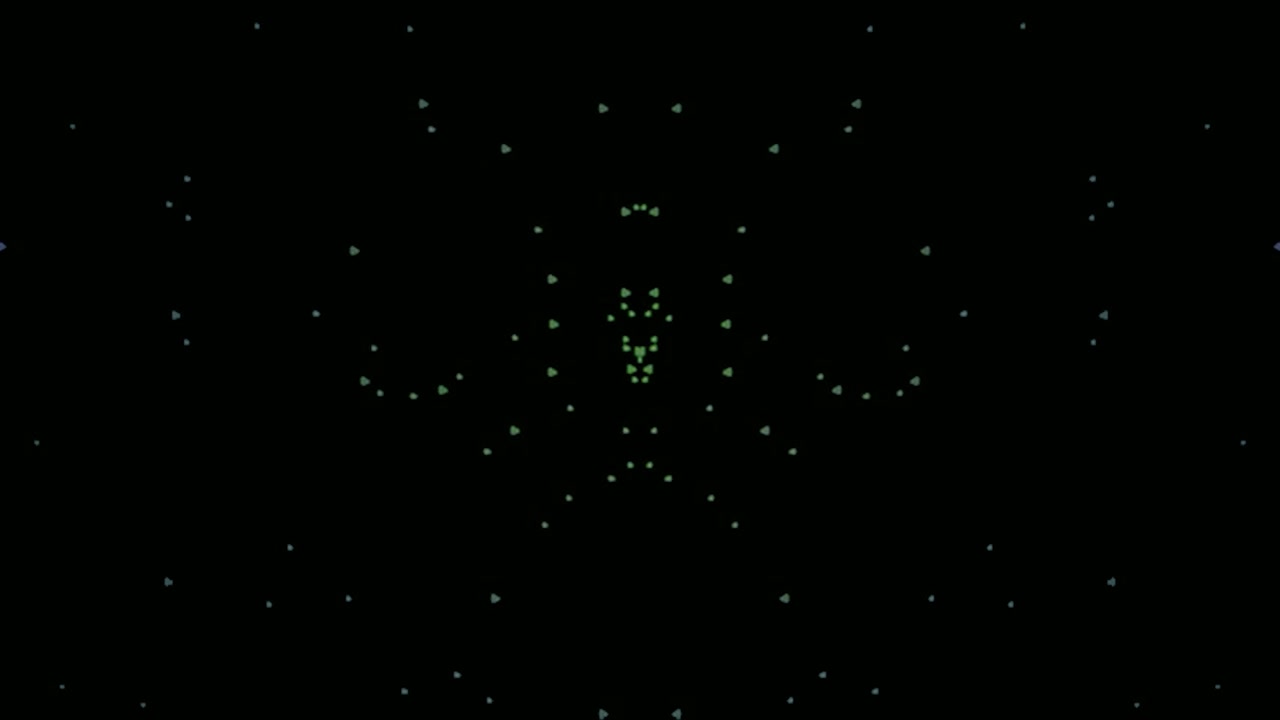 Abstract Symmetrical Particle Animation on Black Background