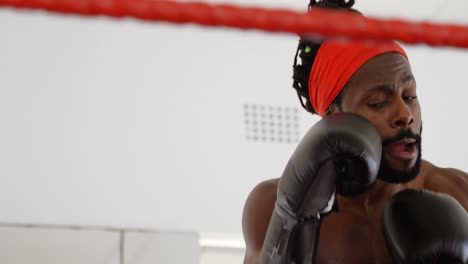 boxeador practicando boxeo en el ring de boxeo 4k